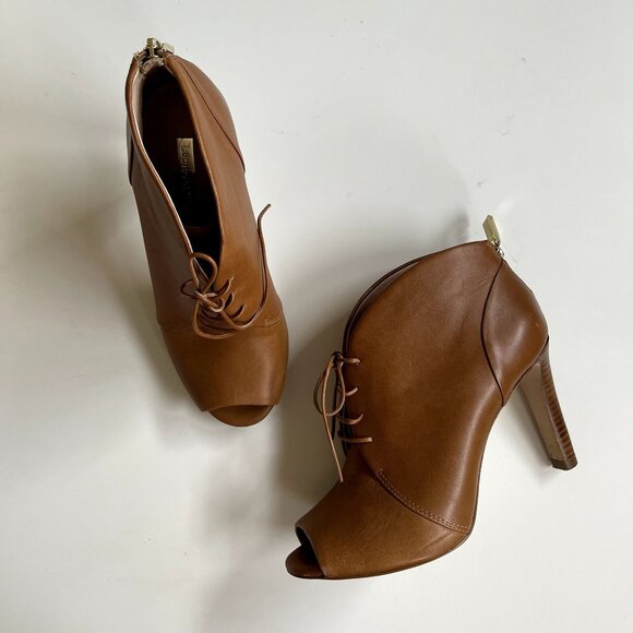 Louise et Cie Rare Chestnut Vernonia Vamp Open Toe Heeled Bootie Womens Size 6M - Picture 6 of 6
